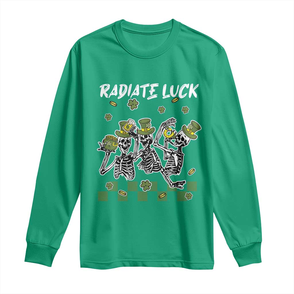 St Patrick's Day Long Sleeve Shirt Radiate Luck Funny Skeleton Radiology TS09 Irish Green Print Your Wear