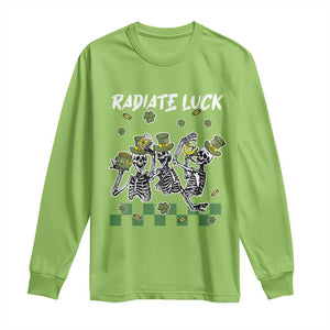 St Patrick's Day Long Sleeve Shirt Radiate Luck Funny Skeleton Radiology TS09 Lime Print Your Wear