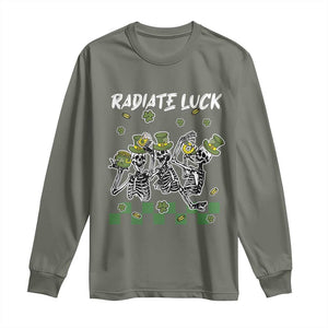 St Patrick's Day Long Sleeve Shirt Radiate Luck Funny Skeleton Radiology TS09 Military Green Print Your Wear