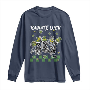 St Patrick's Day Long Sleeve Shirt Radiate Luck Funny Skeleton Radiology TS09 Navy Print Your Wear