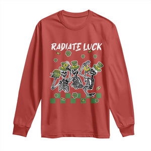 St Patrick's Day Long Sleeve Shirt Radiate Luck Funny Skeleton Radiology TS09 Red Print Your Wear