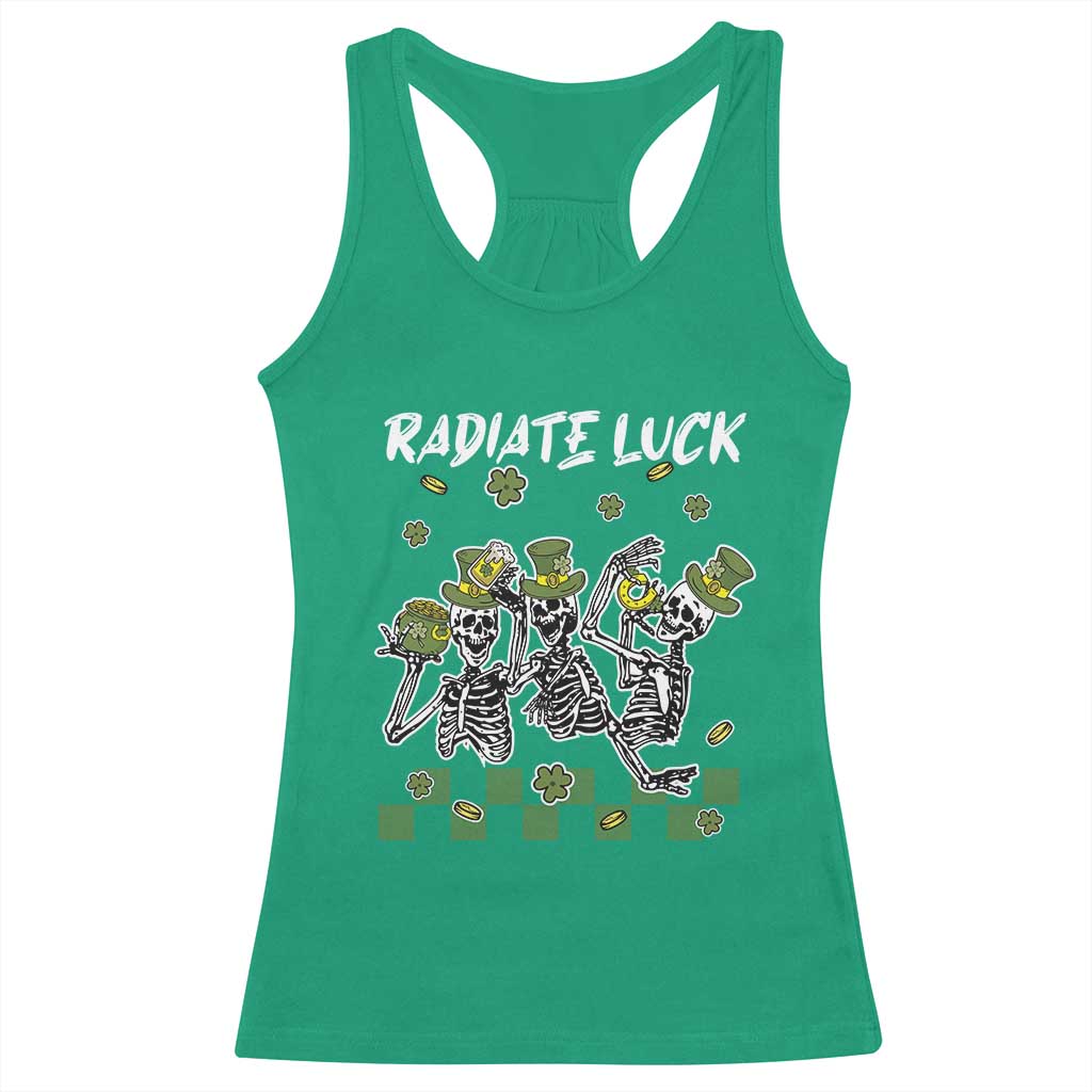 St Patrick's Day Racerback Tank Top Radiate Luck Funny Skeleton Radiology TS09 Irish Green Print Your Wear