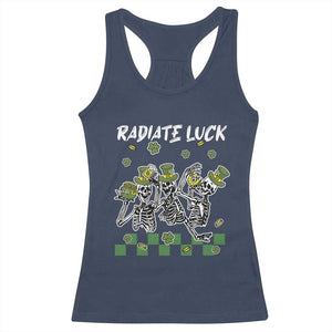 St Patrick's Day Racerback Tank Top Radiate Luck Funny Skeleton Radiology TS09 Navy Print Your Wear