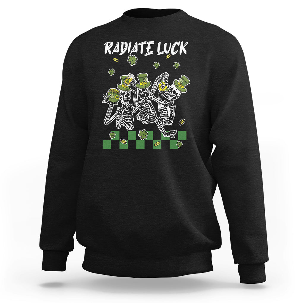 St. Patrick's Day Sweatshirt Radiate Luck Funny Skeleton Radiology TS09 Black Printyourwear