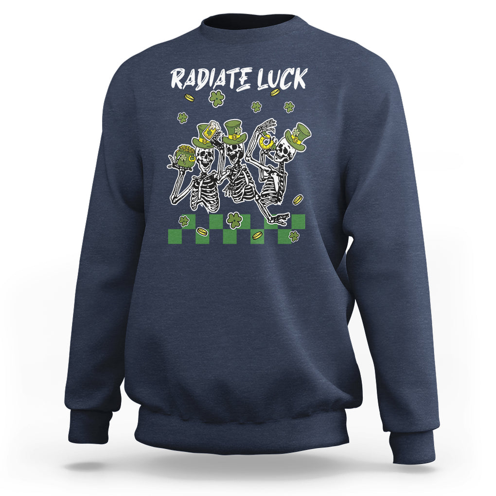 St. Patrick's Day Sweatshirt Radiate Luck Funny Skeleton Radiology TS09 Navy Printyourwear