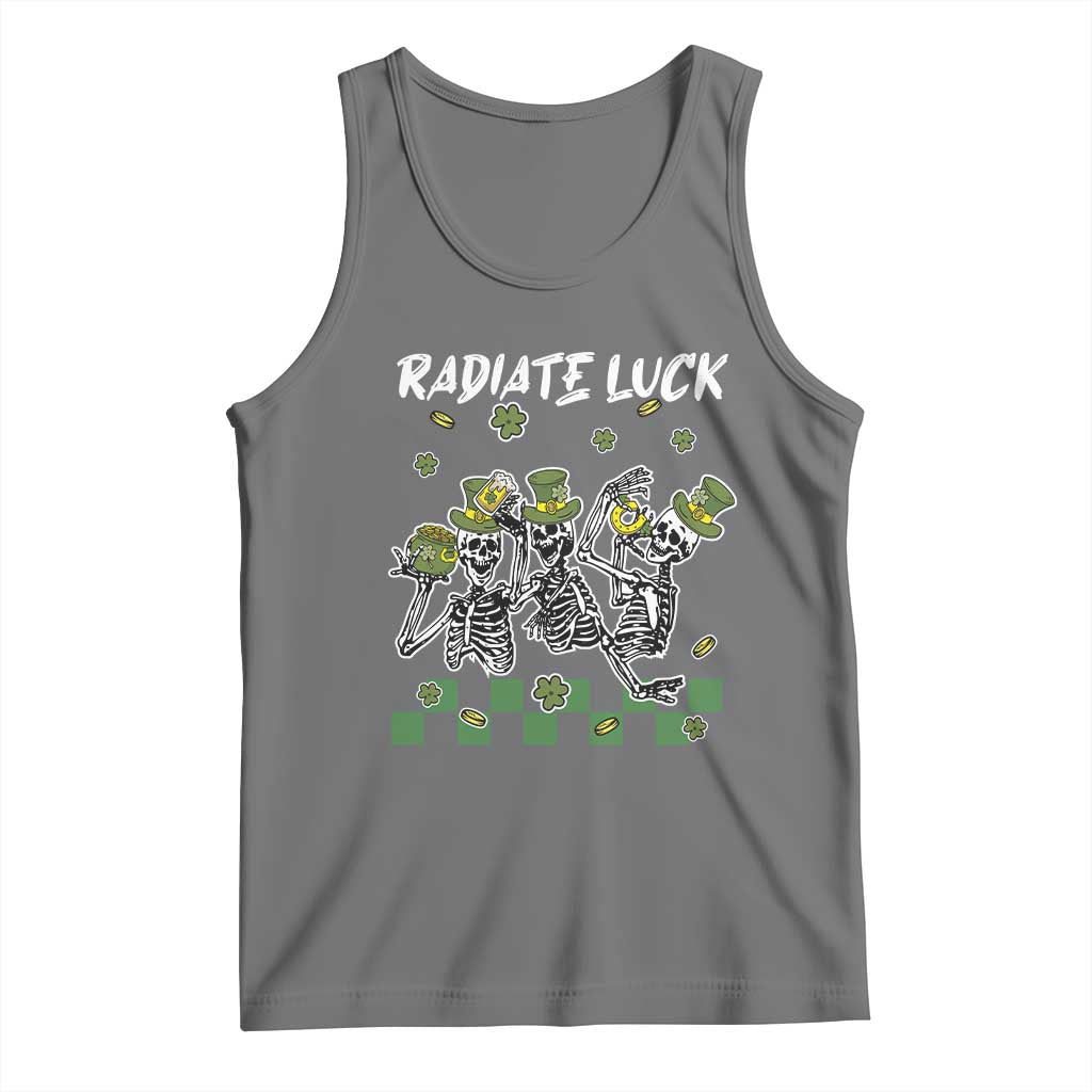 St Patrick's Day Tank Top Radiate Luck Funny Skeleton Radiology TS09 Black Heather Print Your Wear