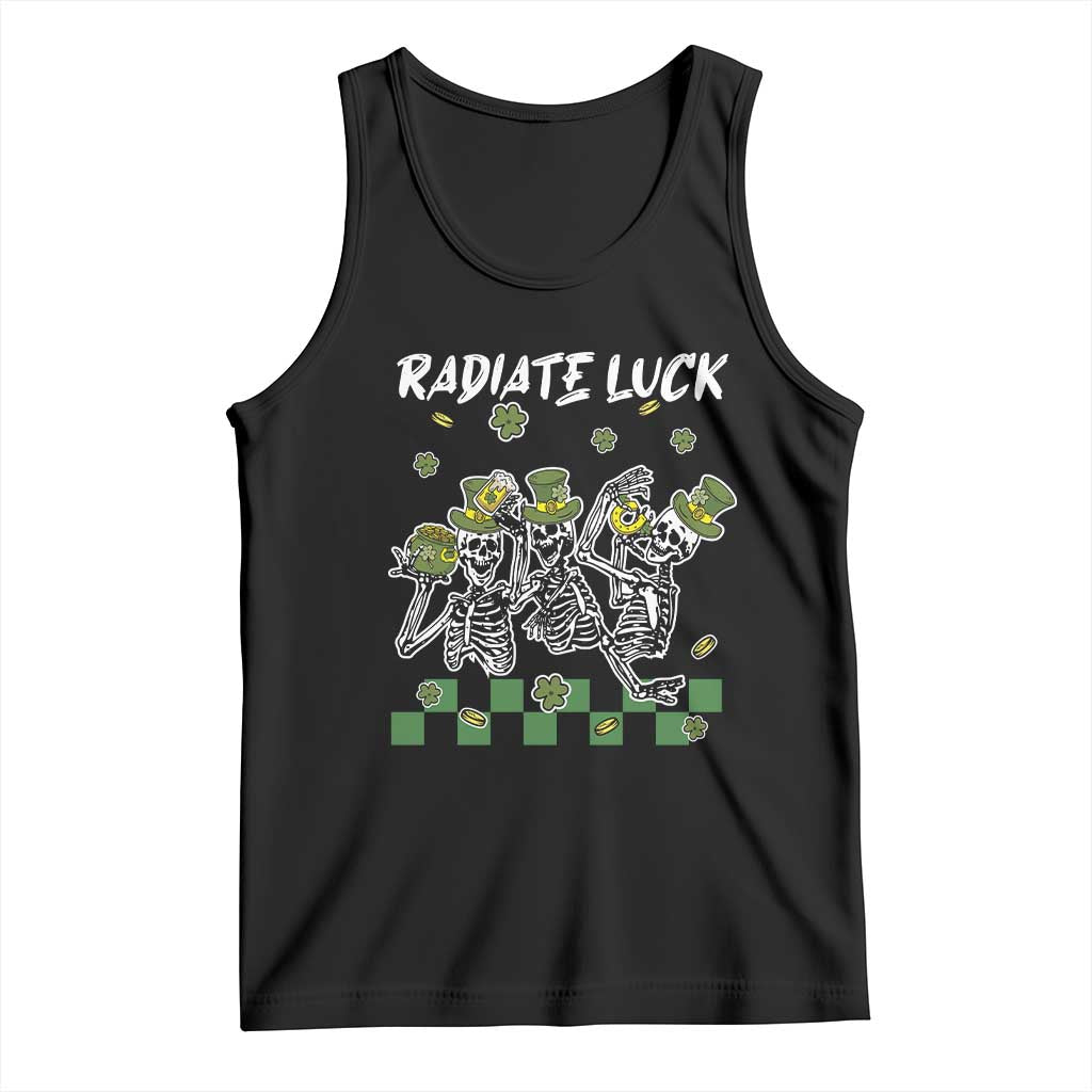 St Patrick's Day Tank Top Radiate Luck Funny Skeleton Radiology TS09 Black Print Your Wear
