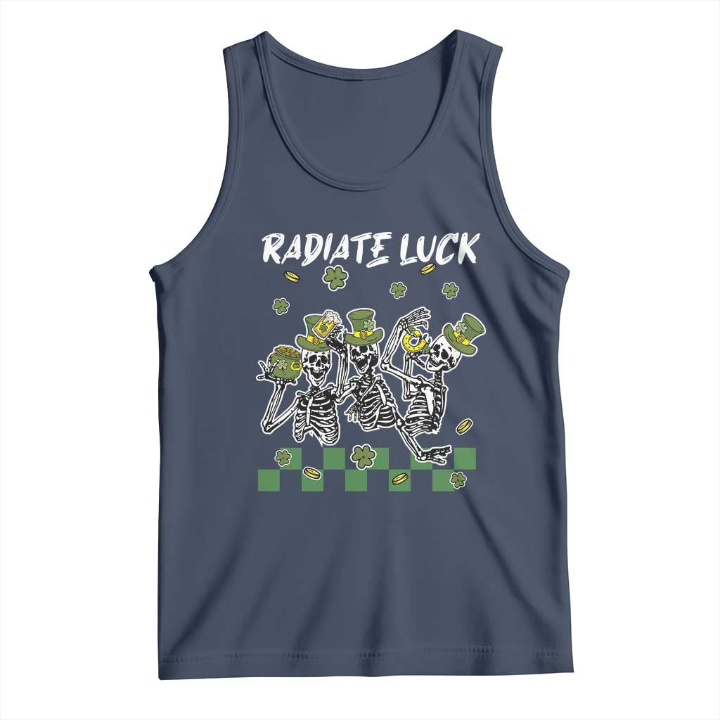 St Patrick's Day Tank Top Radiate Luck Funny Skeleton Radiology TS09 Navy Print Your Wear