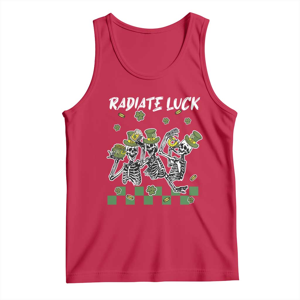 St Patrick's Day Tank Top Radiate Luck Funny Skeleton Radiology TS09 Red Print Your Wear