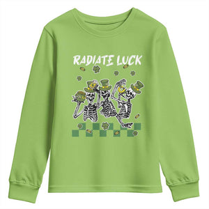 St Patrick's Day Youth Sweatshirt Radiate Luck Funny Skeleton Radiology TS09 Lime Print Your Wear