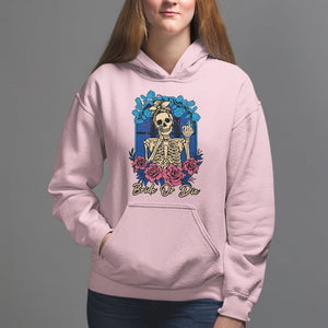 Funny Engagement Hoodie Bride Or Die Skeleton Gothic Bachelorette Party TS09 Light Pink Printyourwear