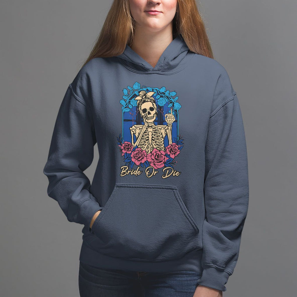 Funny Engagement Hoodie Bride Or Die Skeleton Gothic Bachelorette Party TS09 Navy Printyourwear