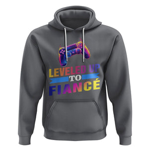 Engagement Hoodie Leveled Up To Fiance Funny Gamer Newly Engaged Couple Matching TS09 Charcoal Printyourwear