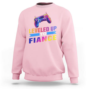 Engagement Sweatshirt Leveled Up To Fiance Funny Gamer Newly Engaged Couple Matching TS09 Light Pink Printyourwear