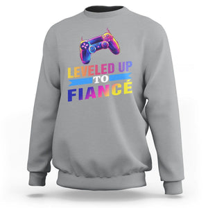 Engagement Sweatshirt Leveled Up To Fiance Funny Gamer Newly Engaged Couple Matching TS09 Sport Gray Printyourwear