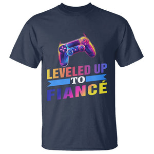 Engagement T Shirt Leveled Up To Fiance Funny Gamer Newly Engaged Couple Matching TS09 Navy Printyourwear