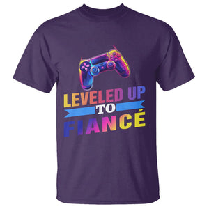 Engagement T Shirt Leveled Up To Fiance Funny Gamer Newly Engaged Couple Matching TS09 Purple Printyourwear