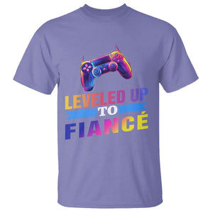 Engagement T Shirt Leveled Up To Fiance Funny Gamer Newly Engaged Couple Matching TS09 Violet Printyourwear