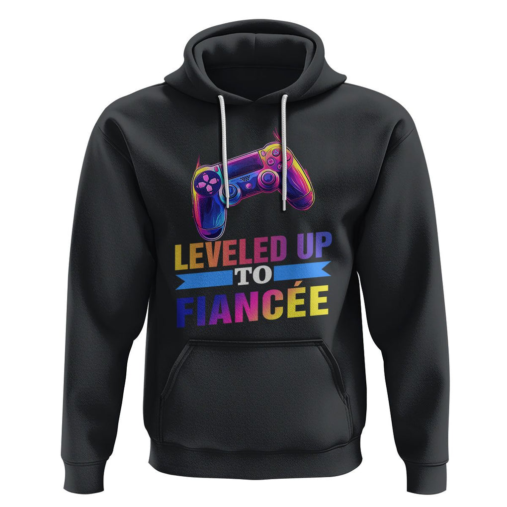 Engagement Hoodie Leveled Up To Fiancee Funny Gamer Newly Engaged Couple Matching TS09 Black Printyourwear