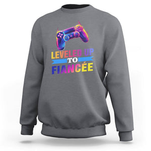 Engagement Sweatshirt Leveled Up To Fiancee Funny Gamer Newly Engaged Couple Matching TS09 Charcoal Printyourwear