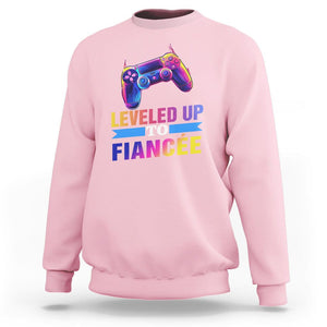 Engagement Sweatshirt Leveled Up To Fiancee Funny Gamer Newly Engaged Couple Matching TS09 Light Pink Printyourwear