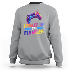 Engagement Sweatshirt Leveled Up To Fiancee Funny Gamer Newly Engaged Couple Matching TS09 Sport Gray Printyourwear