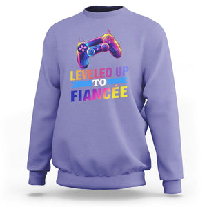 Engagement Sweatshirt Leveled Up To Fiancee Funny Gamer Newly Engaged Couple Matching TS09 Violet Printyourwear