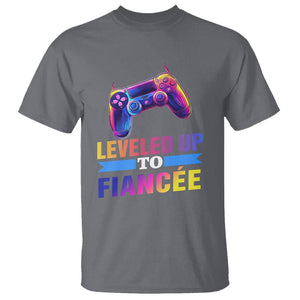 Engagement T Shirt Leveled Up To Fiancee Funny Gamer Newly Engaged Couple Matching TS09 Charcoal Printyourwear