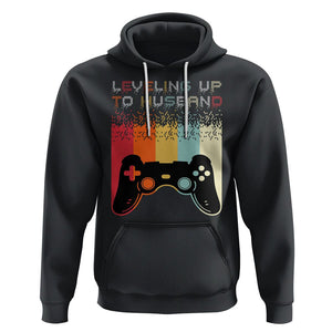 Engagement Hoodie Leveled Up To Husband Funny Gamer Newly Engaged Couple Matching TS09 Black Printyourwear