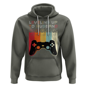 Engagement Hoodie Leveled Up To Husband Funny Gamer Newly Engaged Couple Matching TS09 Military Green Printyourwear