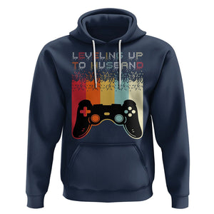 Engagement Hoodie Leveled Up To Husband Funny Gamer Newly Engaged Couple Matching TS09 Navy Printyourwear