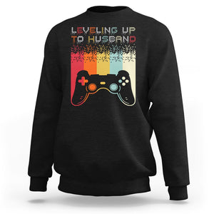 Engagement Sweatshirt Leveled Up To Husband Funny Gamer Newly Engaged Couple Matching TS09 Black Printyourwear