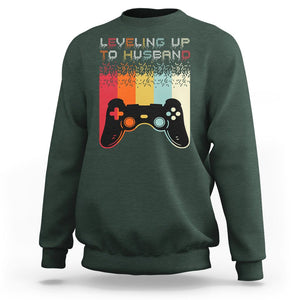 Engagement Sweatshirt Leveled Up To Husband Funny Gamer Newly Engaged Couple Matching TS09 Dark Forest Green Printyourwear