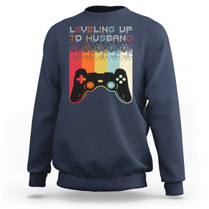 Engagement Sweatshirt Leveled Up To Husband Funny Gamer Newly Engaged Couple Matching TS09 Navy Printyourwear