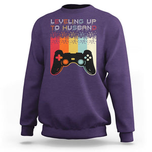 Engagement Sweatshirt Leveled Up To Husband Funny Gamer Newly Engaged Couple Matching TS09 Purple Printyourwear