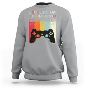 Engagement Sweatshirt Leveled Up To Husband Funny Gamer Newly Engaged Couple Matching TS09 Sport Gray Printyourwear