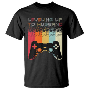 Engagement T Shirt Leveled Up To Husband Funny Gamer Newly Engaged Couple Matching TS09 Black Printyourwear