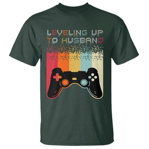 Engagement T Shirt Leveled Up To Husband Funny Gamer Newly Engaged Couple Matching TS09 Dark Forest Green Printyourwear