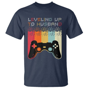 Engagement T Shirt Leveled Up To Husband Funny Gamer Newly Engaged Couple Matching TS09 Navy Printyourwear