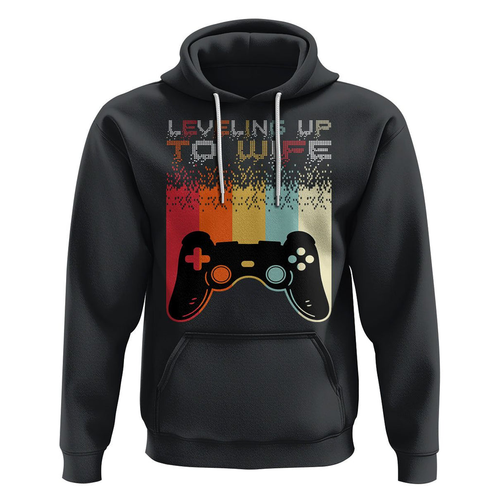 Engagement Hoodie Leveled Up To Wife Funny Gamer Newly Engaged Couple Matching TS09 Black Printyourwear