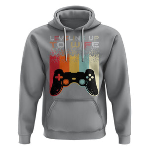 Engagement Hoodie Leveled Up To Wife Funny Gamer Newly Engaged Couple Matching TS09 Sport Gray Printyourwear