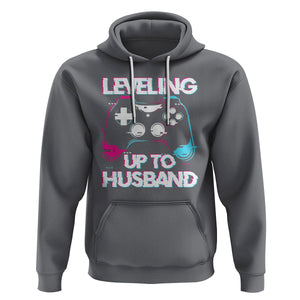 Engagement Hoodie Leveled Up To Husband Funny Gamer Vaporwave Newly Engaged Couple Matching TS09 Charcoal Printyourwear