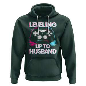 Engagement Hoodie Leveled Up To Husband Funny Gamer Vaporwave Newly Engaged Couple Matching TS09 Dark Forest Green Printyourwear