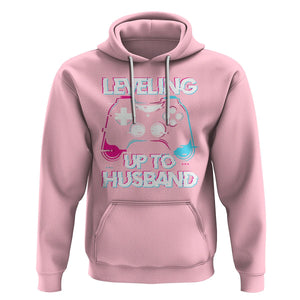 Engagement Hoodie Leveled Up To Husband Funny Gamer Vaporwave Newly Engaged Couple Matching TS09 Light Pink Printyourwear