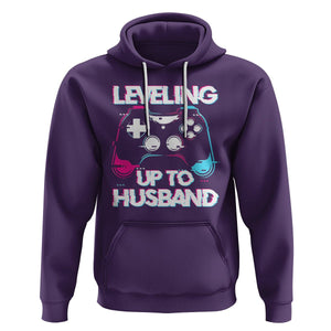 Engagement Hoodie Leveled Up To Husband Funny Gamer Vaporwave Newly Engaged Couple Matching TS09 Purple Printyourwear