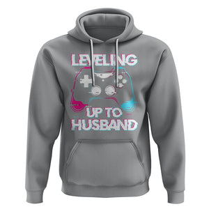 Engagement Hoodie Leveled Up To Husband Funny Gamer Vaporwave Newly Engaged Couple Matching TS09 Sport Gray Printyourwear