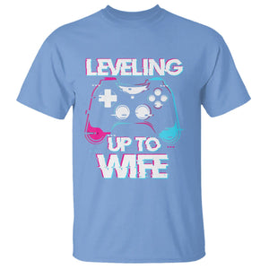 Engagement T Shirt Leveled Up To WIfe Funny Gamer Vaporwave Newly Engaged Couple Matching TS09 Carolina Blue Printyourwear