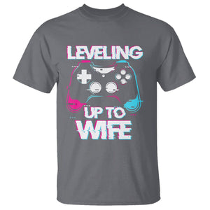 Engagement T Shirt Leveled Up To WIfe Funny Gamer Vaporwave Newly Engaged Couple Matching TS09 Charcoal Printyourwear