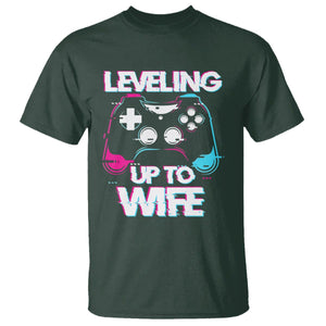 Engagement T Shirt Leveled Up To WIfe Funny Gamer Vaporwave Newly Engaged Couple Matching TS09 Dark Forest Green Printyourwear