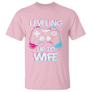 Engagement T Shirt Leveled Up To WIfe Funny Gamer Vaporwave Newly Engaged Couple Matching TS09 Light Pink Printyourwear